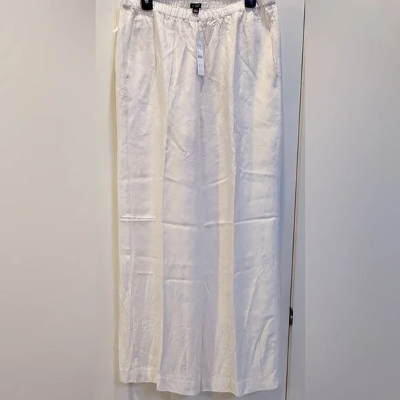 NWT J.Crew ($148) Stratus Pant Textured Satin Ivory Small - Picture 7 of 8